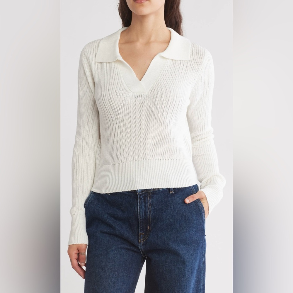 Sweet Romeo Crochet Stitch Collared Sweater